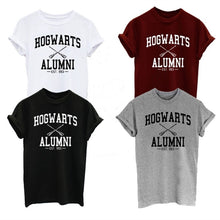 Load image into Gallery viewer, Hogwarts Alumni T Shirt Men Women Harry Funny Potter T-shirts New Novelty Design Short Sleeve O-neck Cotton Tshirts Plus Size