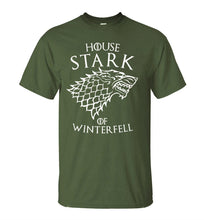 Load image into Gallery viewer, Game Of Thrones House Stark Of Winterfell Men T Shirt 2019 Summer Round Neck Army Green Tshirt 100% Cotton Men's T-Shirts