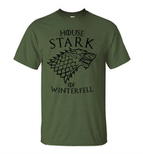 Load image into Gallery viewer, Game Of Thrones House Stark Of Winterfell Men T Shirt 2019 Summer Round Neck Army Green Tshirt 100% Cotton Men's T-Shirts
