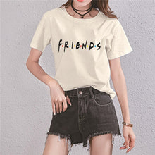Load image into Gallery viewer, LUSLOS Friends TV Show T Shirt HOW YOU DO'IN Letter Print Color Dot Women Summer Short Sleeved Tshirt White Casual Tee Tops
