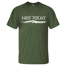 Load image into Gallery viewer, Ayra Stark Not Today Tshirt Men Game Of Thrones T Shirt The Night King Summer Shirts Cotton Short Sleeve Top Black White T-Shirt