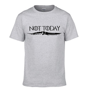 Ayra Stark Not Today Tshirt Men Game Of Thrones T Shirt The Night King Summer Shirts Cotton Short Sleeve Top Black White T-Shirt